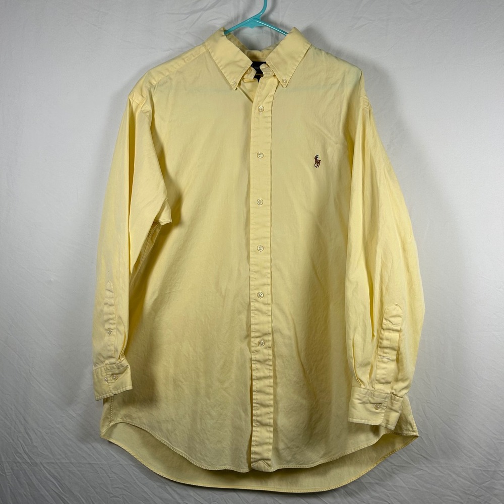 Polo Ralph Lauren Yarmouth Shirt Mens 16.5 32/33 Yellow Pinpoint Oxford Cotton